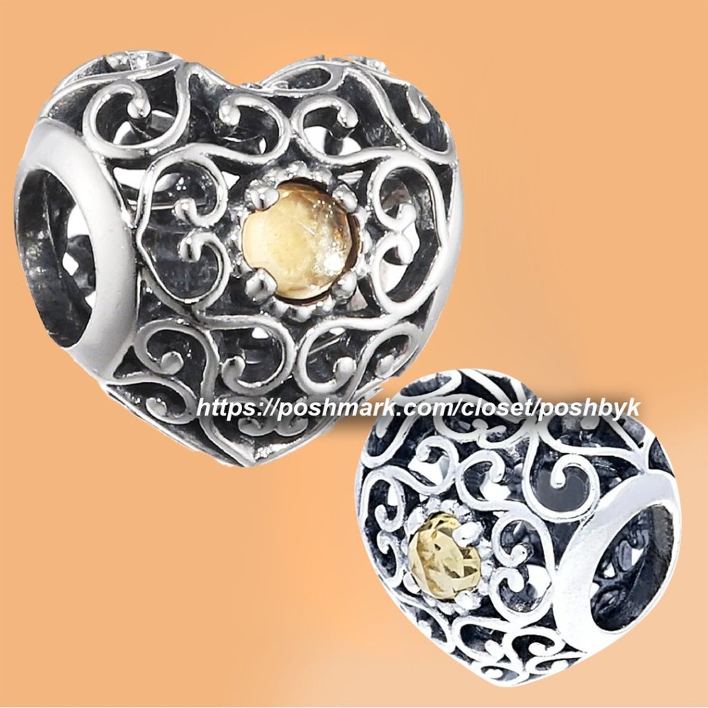 PANDORA November Signature Heart Charm 791784CI